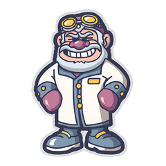 Naklejka premium Cartoon scientist character mascot isolated on transparent background