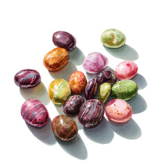 Colorful, glossy stones clustered