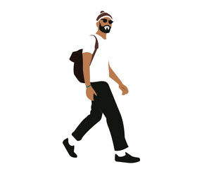 Flat vector image of a male traveler