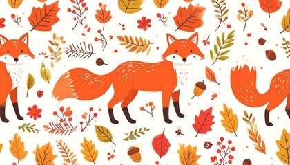 Cute autumnal fox pattern
