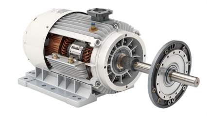 Precision in motion – the torque motor cut out isolated on white background. AI GENERATED.