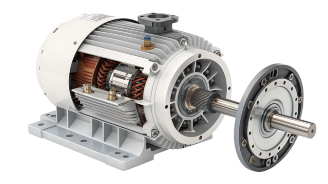 Precision in motion – the torque motor cut out isolated on white background. AI GENERATED.