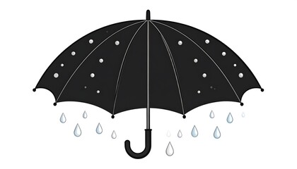 Black umbrella with rain drops