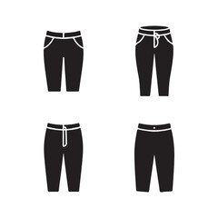 Capri pants stylish trendy clothing apparel solid icons set