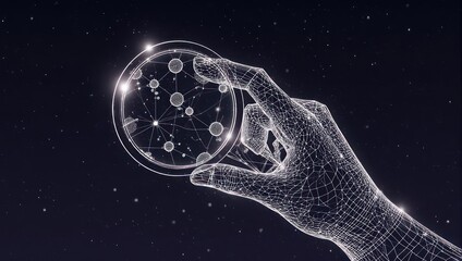 Discovering complex molecular structures in a futuristic digital universe, symbolizing scientific breakthrough and innovation.