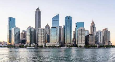 City skyline urban cityscape water