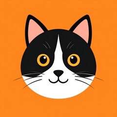 Cute black and white cat head