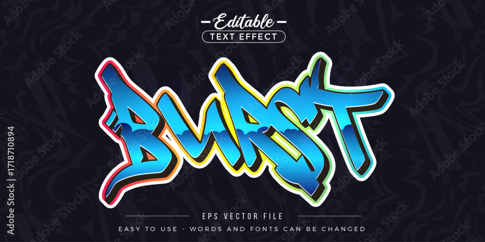 Poster editable text effect on burst text.