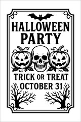 Halloween invitation label Design & Template