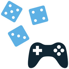 Dice game icon vector. Ideal for gaming, gambling, and board game themes. A simple, clear symbol representing a pair of dice.
