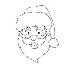 Smiling santa Claus head line design vector,santa head outline drawing vector,santa claus smiling head lineart illustration,smiling santa claus design on white background 