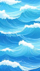 Ocean waves in vibrant blues