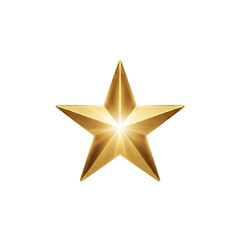 Isolated gold star with shimmering light on transparent background