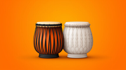 Drum set against a vibrant orange background.