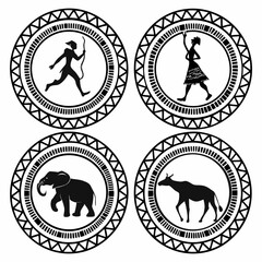 African Tribal Art Silhouettes of People and Animals