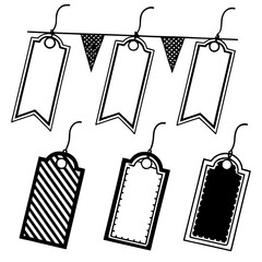 Assorted Black and White Decorative Tags and Bunting