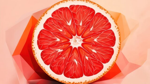 Vibrant grapefruit slice artfully composed with geometric shapes, perfect for refreshing designs and healthy lifestyle themes. - Powered by Adobe