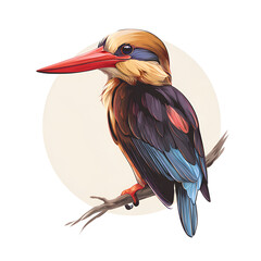 Obraz premium Cartoon style Brown Winged Kingfisher isolated on transparent background