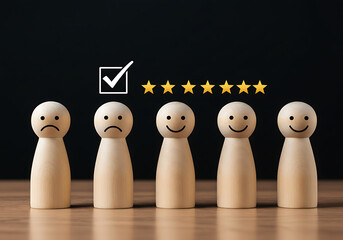 Customer satisfaction survey results showing a mix of unhappy and happy customers, with a high overall rating.