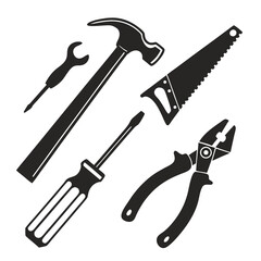 Construction and Repair Tools Silhouette Grouping hammer