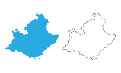 Provence-Alpes-Cote d'Azur, map of administrative division, region, of France. Map with detailed outline and blue silhouette