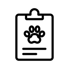 Medical Clipboard with Paw Line Icon of Veterinary Clinics Icon Set