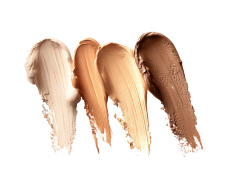 Four shades of makeup foundation swatches