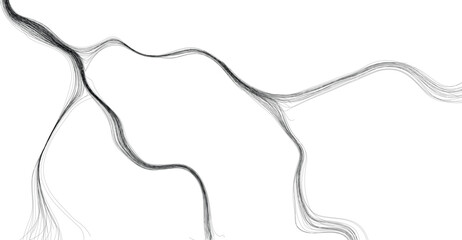 Abstract flowing lines converge and diverge, creating a dynamic, organic pattern on a white background.