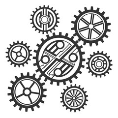 Interlocking Gears and Cogs Graphic machinery mechanical