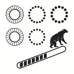 Loading icons and a bear silhouette buffering progress