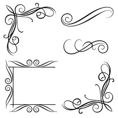 Ornate Swirl Flourish Corner and Divider Designs decorative