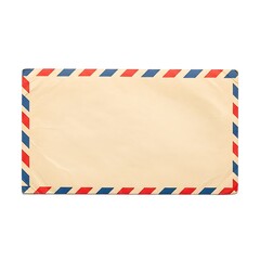 Obraz premium Vintage airmail envelope with red and blue stripes isolated on white background