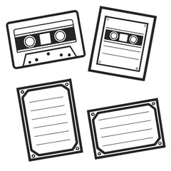 Fototapeta premium Vintage Cassette Tapes and Labels Illustration audio cassette