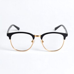 Pair of black eyeglasses with gold accents