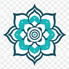 Blue and Teal Lotus Flower Mandala Vector Illustration.