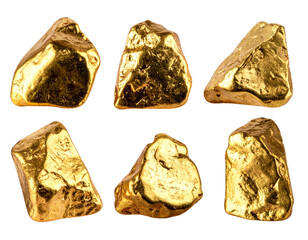  “Assorted Small and Large Gold Nuggets Group, isolated on a transparent background”.