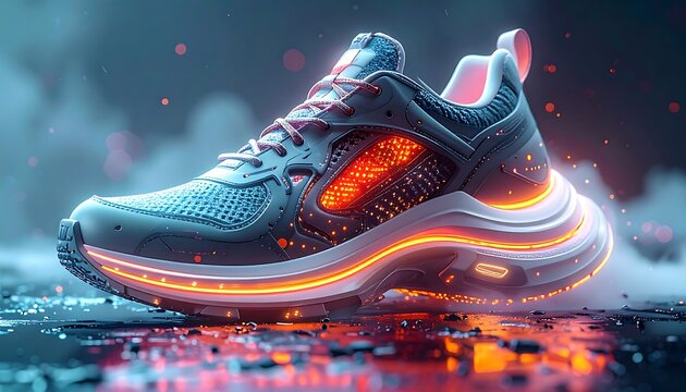 Futuristic athletic shoe with vibrant lights