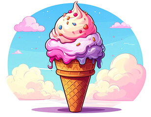 Ice cream cone cartoon style transparent PNG
