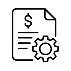 Invoice automation outline, billing system icon, payment processing interface, finance app design, accounting tool symbol