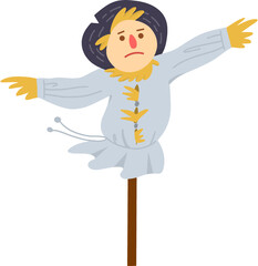 Autumn farming scarecrow design line illustration
