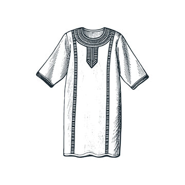 A vintage Linen tunic &ndash; Black and White Icon Vector and Illustration	