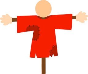Autumn farming scarecrow design line illustration