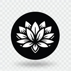 Simple Black and White Lotus Flower Design.