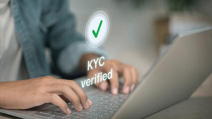 KYC Digital Verification with Laptop for Online Banking