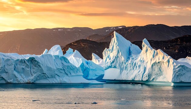 Icebergs at sunset (2)