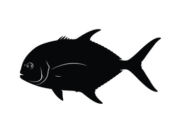 Obraz premium Vector illustration of illustration of black silhouette of a fish with fins and tail