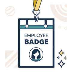 Fototapeta premium Employee Badge with Woman Silhouette and Sparkle Accents