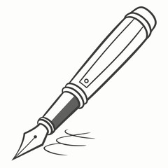 Fountain pen drawing a line on a white background writing