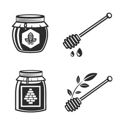 Honey Jar and Honey Dipper Illustrations illustration