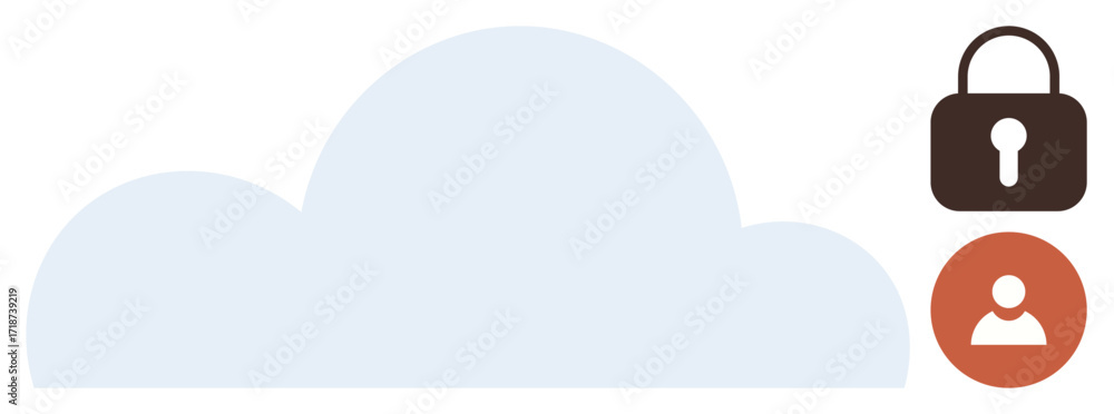 Aufkleber blue cloud with a padlock and user icon emphasizes secure cloud storage, user access control, and pr
